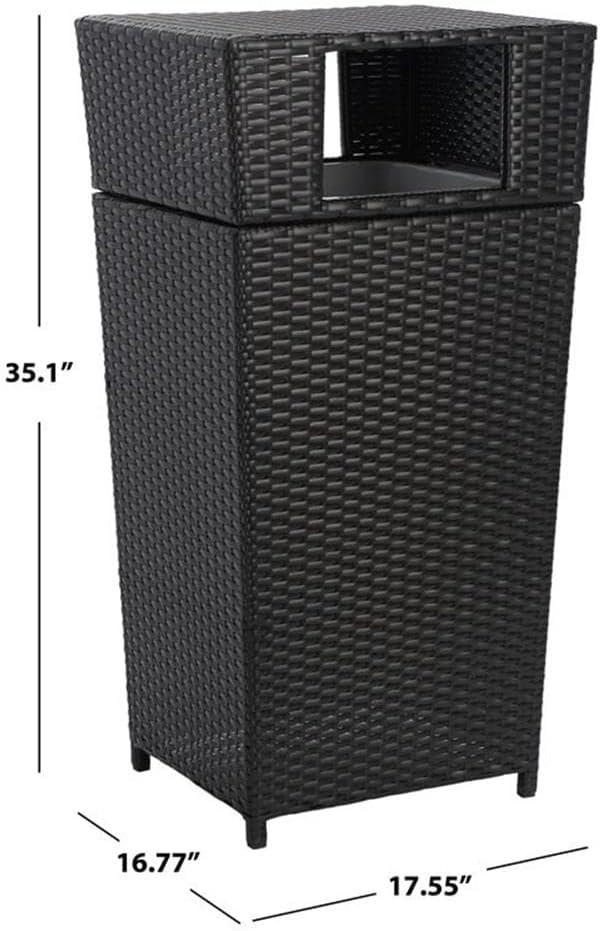 Mazeli Outdoor Trash Can - Black - Safavieh