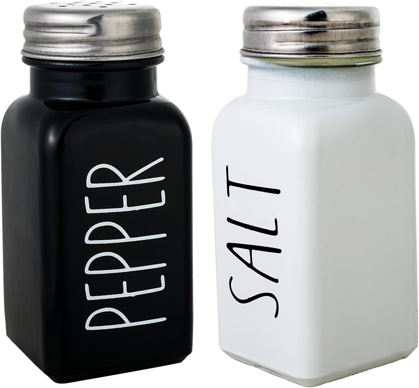 Juvale Stainless Steel Salt and Pepper Shakers Set with Glass Bottom, Perforated "S" and "P" Caps - Modern Kitchen Decor (4oz)