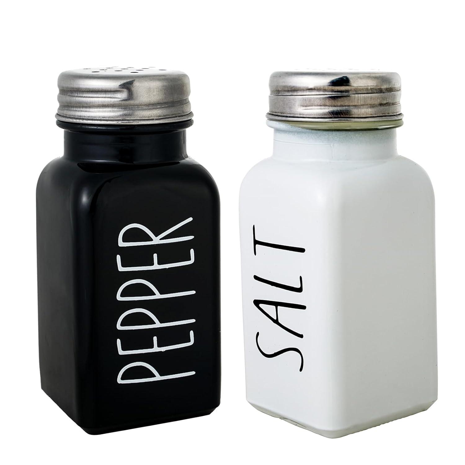 Juvale Stainless Steel Salt and Pepper Shakers Set with Glass Bottom, Perforated "S" and "P" Caps - Modern Kitchen Decor (4oz)