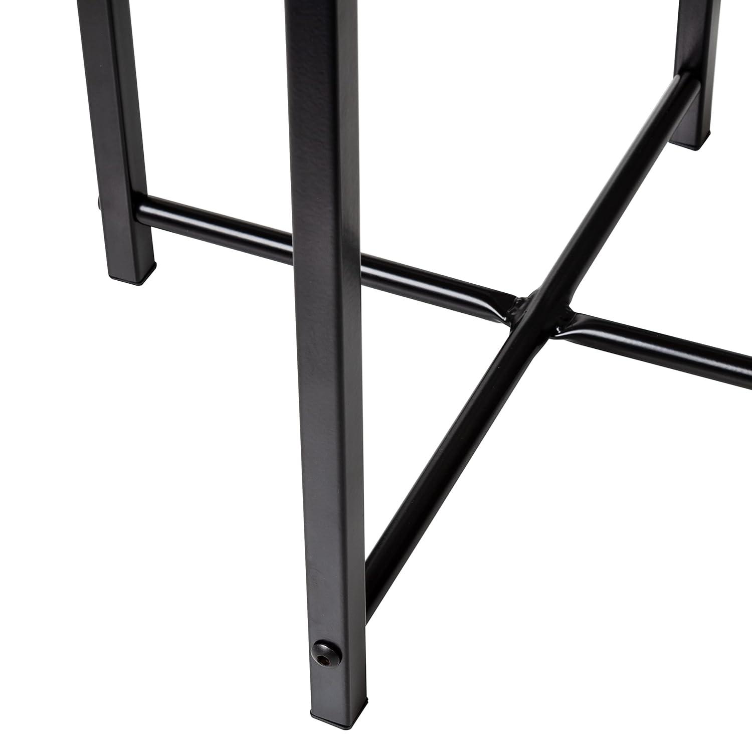 Honey-Can-Do Steel and MDF Round Side Table with X-Pattern Base, Black/Natural