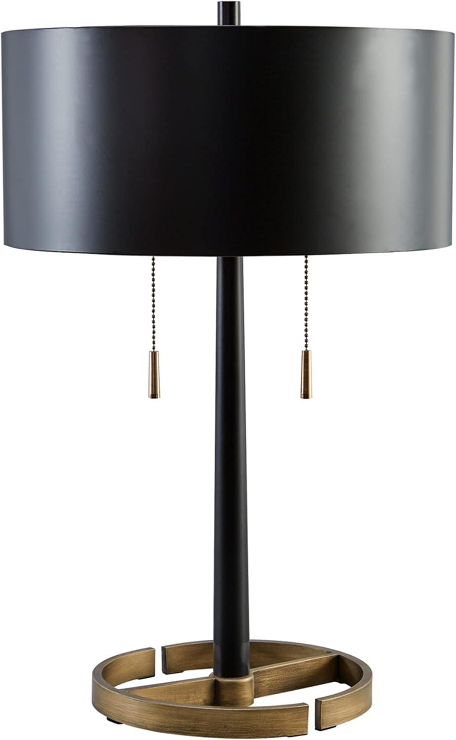 Amadell Metal Table Lamp Black/Gold - Signature Design by Ashley: Modern Accent Lighting, UL Listed, Drum Shade