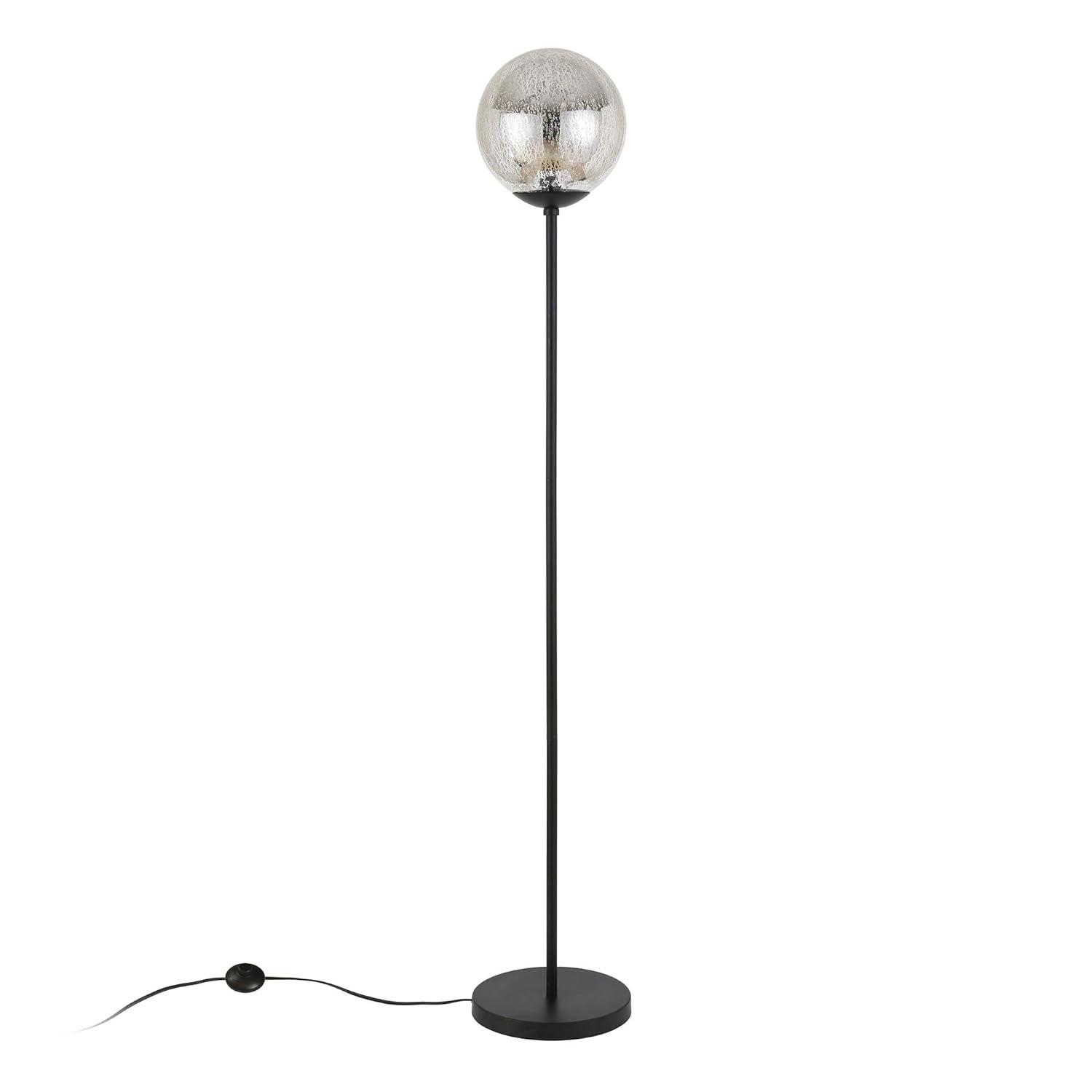 Evelyn&Zoe Oula 66" Tall Floor Lamp with Glass Shade, Blackened Bronze/Mercury Glass