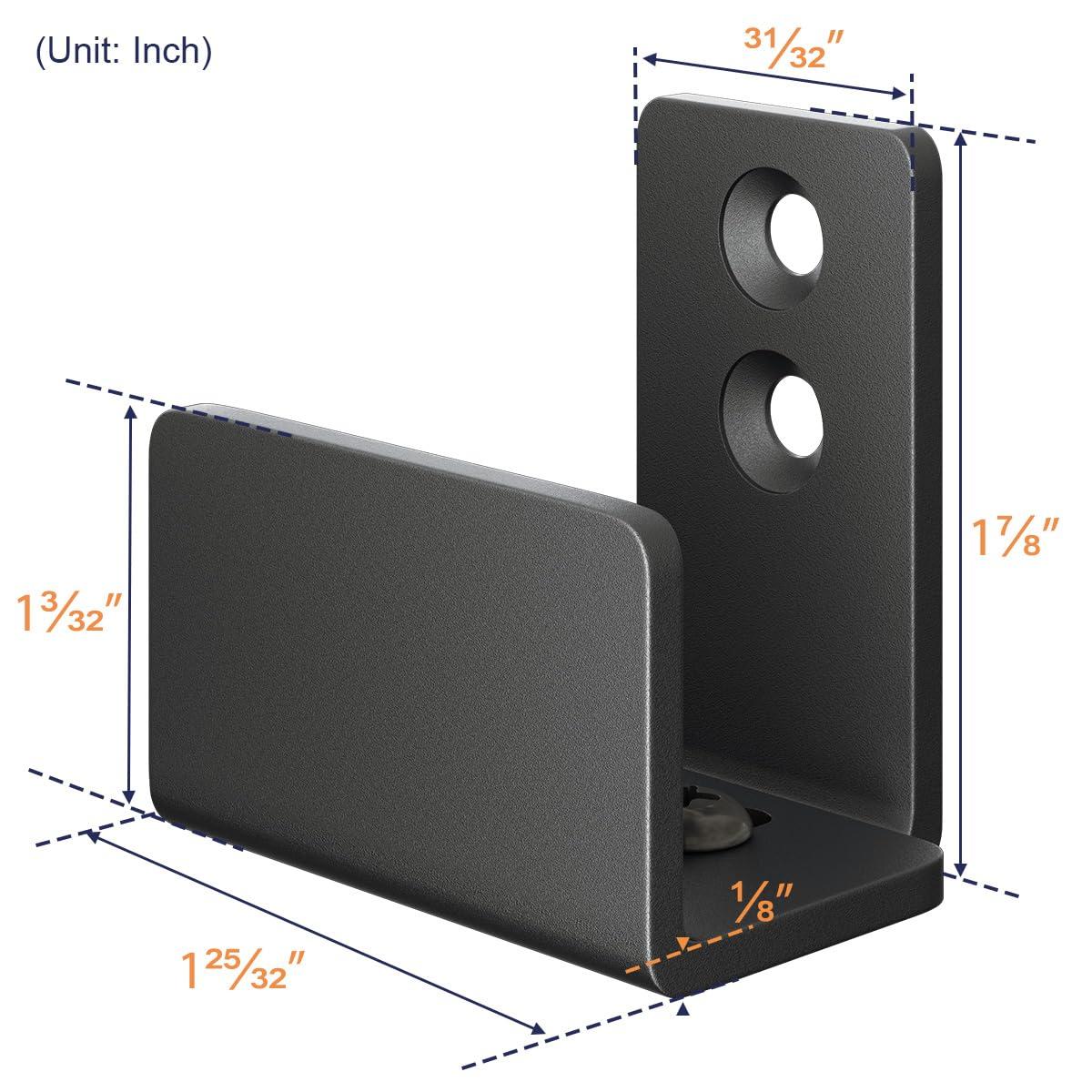 SMARTSTANDARD Adjustable U Shape Barn Door Floor Guide, Wall Mounted Flexible Flush Bottom Guide, Sturdy Steel Material, Black
