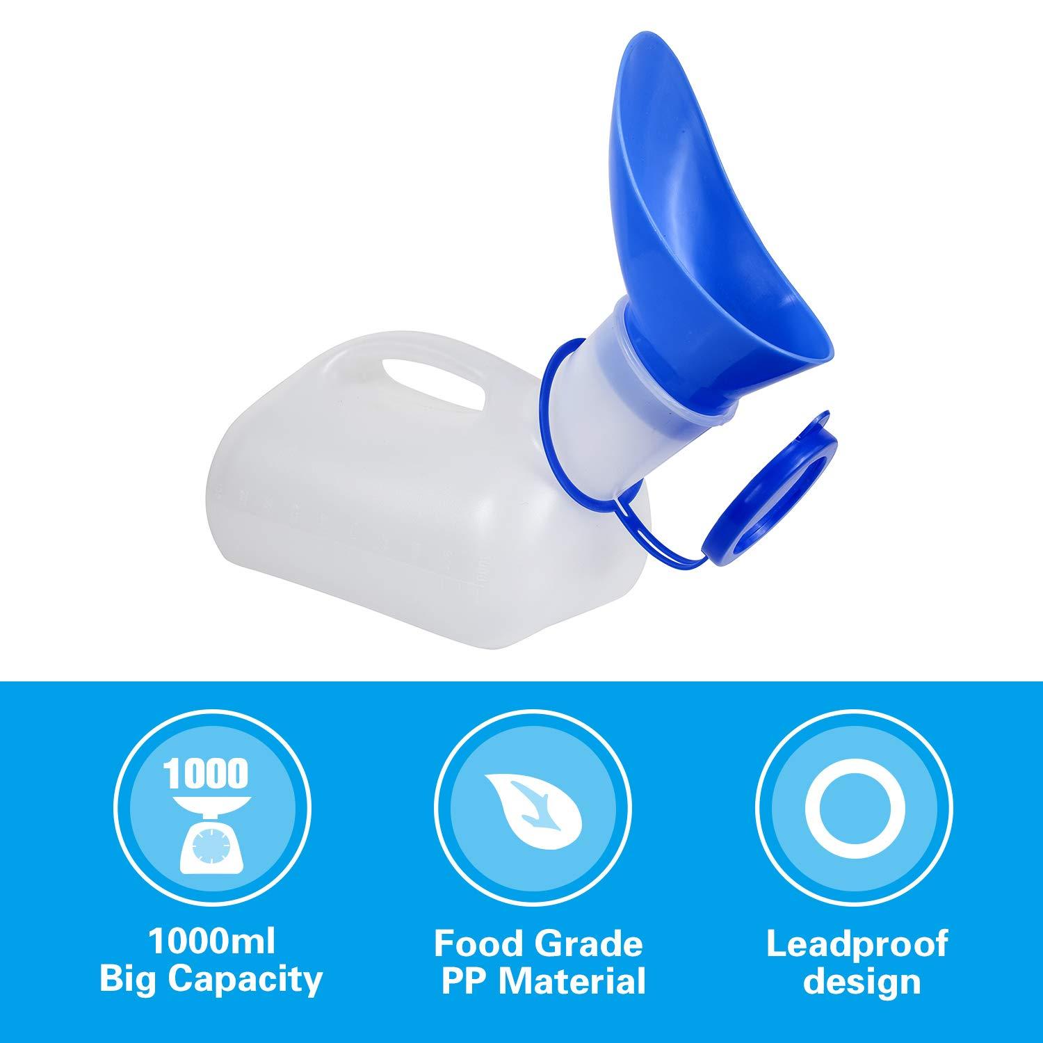 Unisex Urinal Bottle for Men and Women, Pee Bottle with Lid and Funnel, Travel Urinal Kit for Camping Outdoor, with a Carry Bag