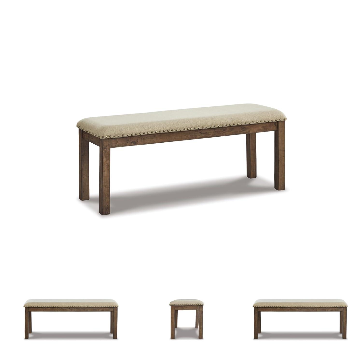 Myshanna Double Upholstered Two-Tone Dining Bench Gray: Nailhead Trim, Rectangle - Signature Design by Ashley