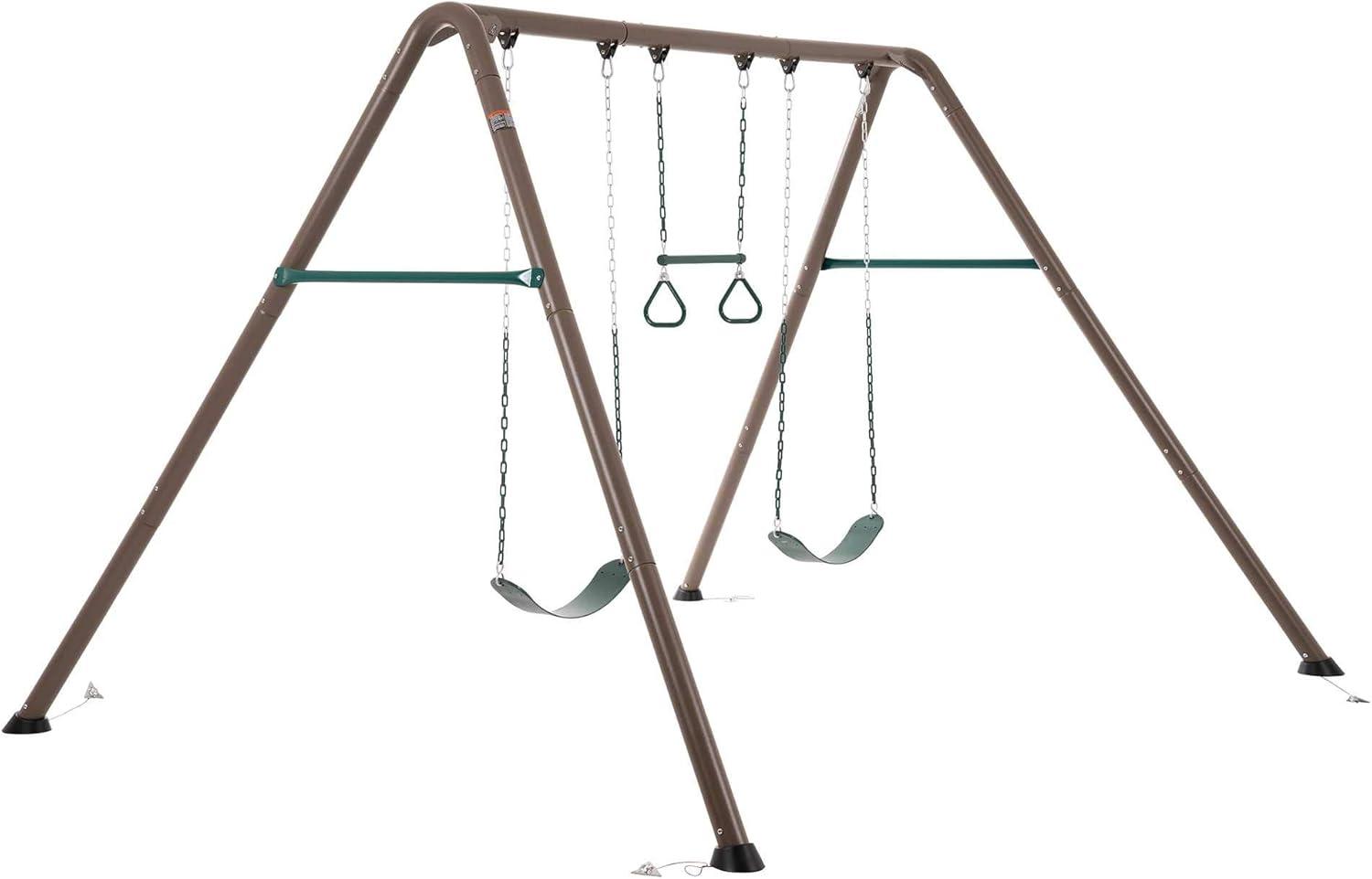 Lifetime Kids 7.3 ft. High Metal Swing Set with Belt Swings (90952)