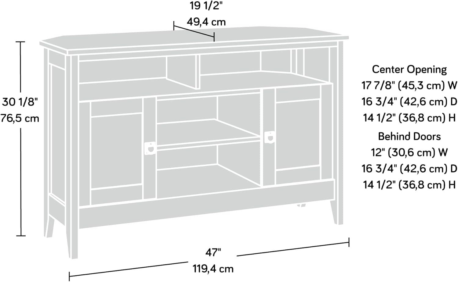 Mystic Oak Corner TV Stand with Cabinets for 50" TVs