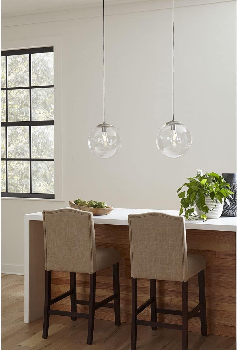 Brushed Nickel 10" Globe Pendant Light with Clear Glass Shade