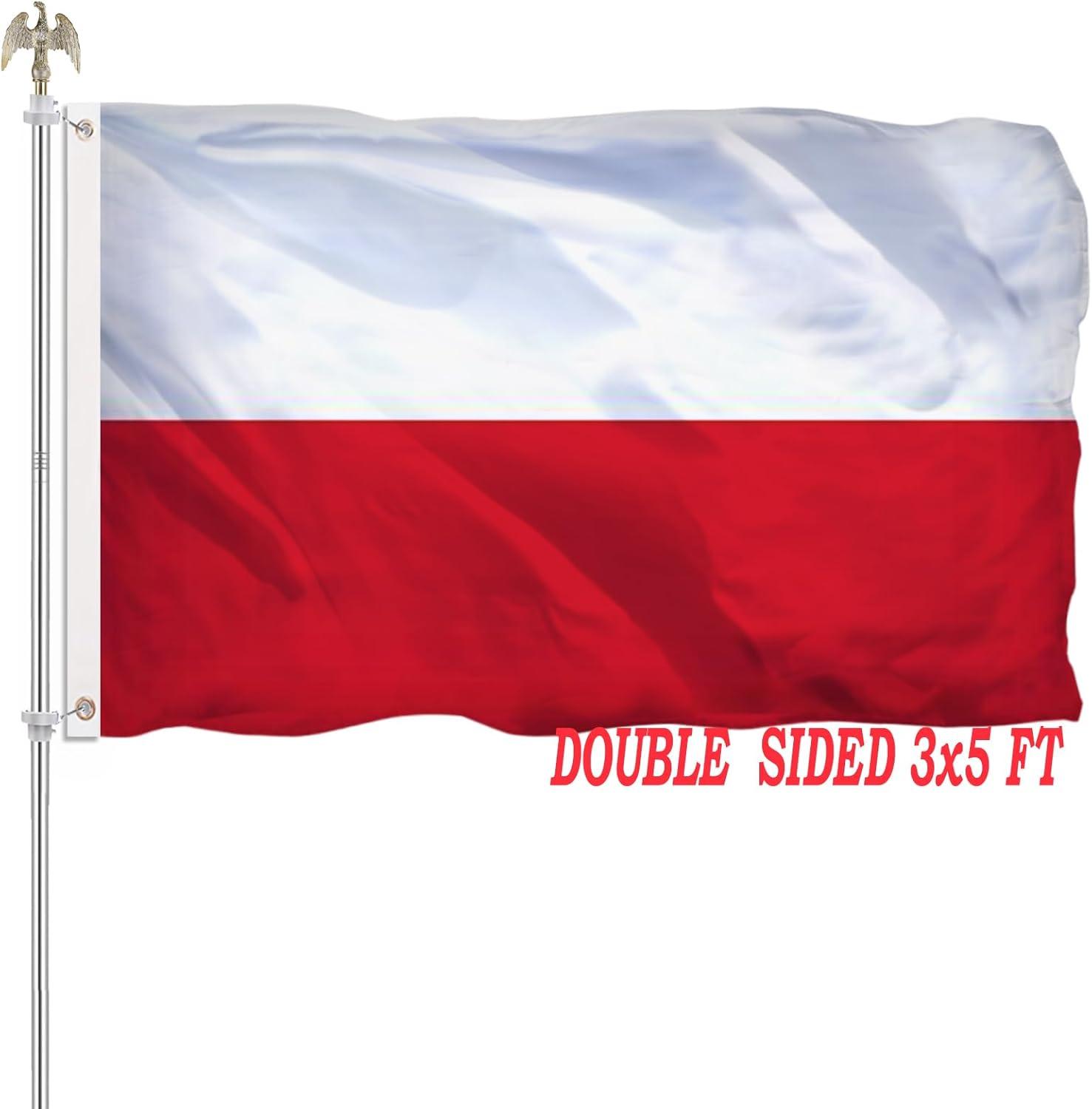 AGAS 3 x 5 Feet Poland Flag Metal Grommets Polish 3 X 5 Ft Polyester Indoor Flags