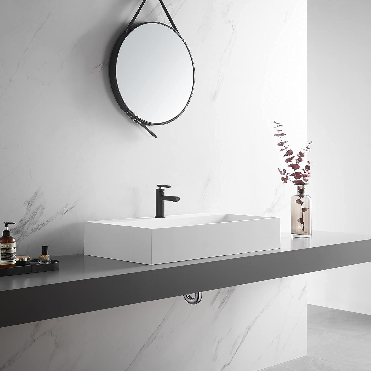 Serene Valley 18.9'' Solid Surface Square Bathroom Sink