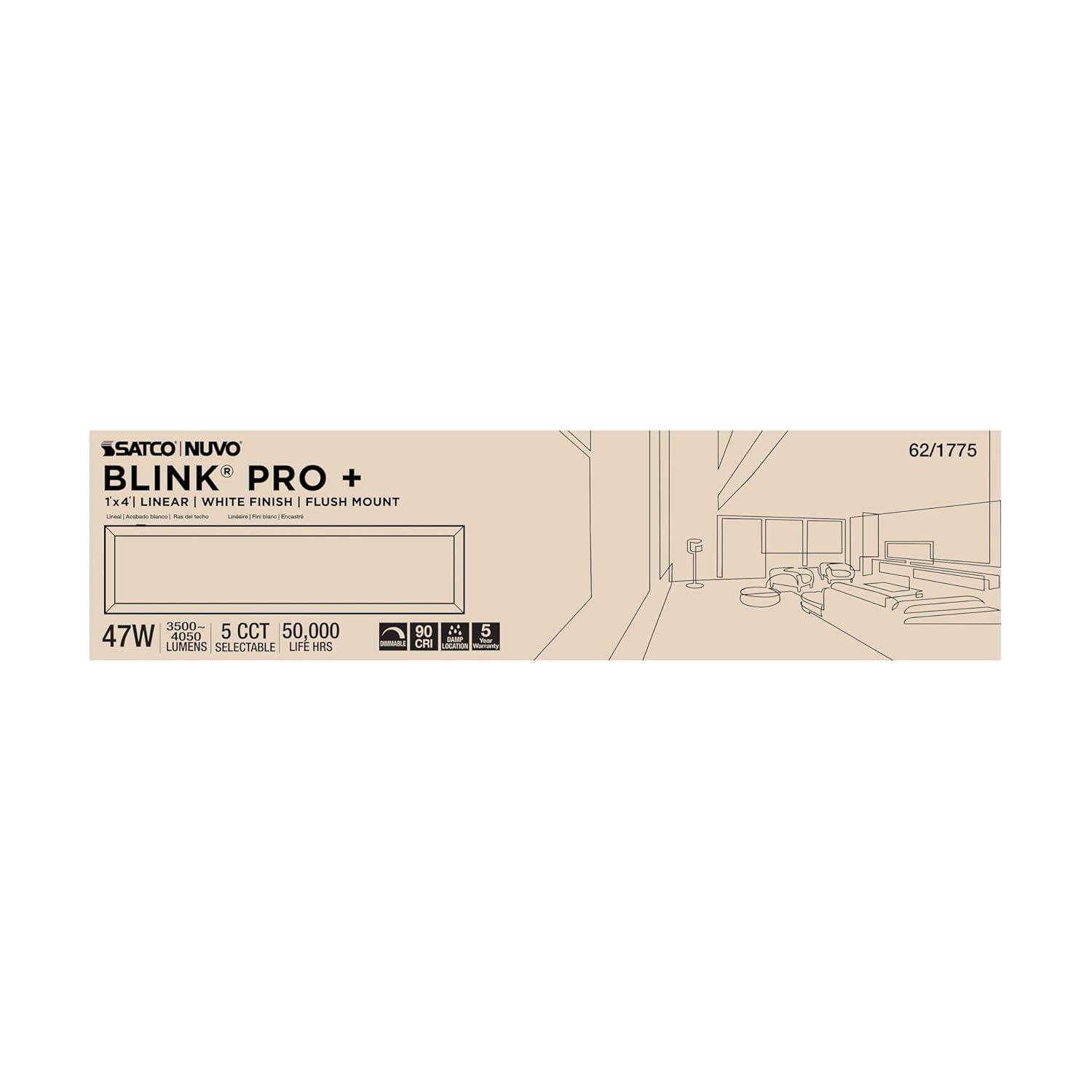 Nuvo Blink Dimmable Rectangle Flush Mount