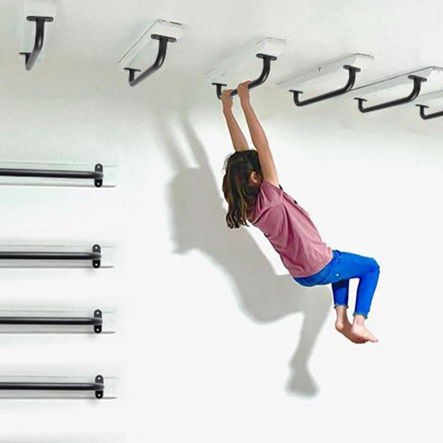 ESPETS 2 Pack 17 Inch Matte Black Safety Handles for Playground Equipment - Swing Set Accessories Grab Handles, Playset Hand Grips, Indoor Monkey Bars for Jungle Gym, Playhouse, Climbing Frame