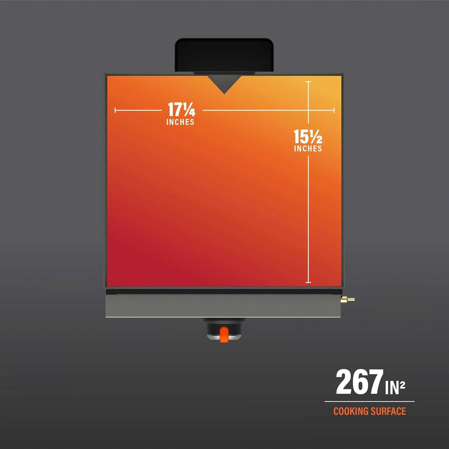 Original 17” Tabletop Griddle with Stainless Steel Front Plate, Powder Coated Steel, Black