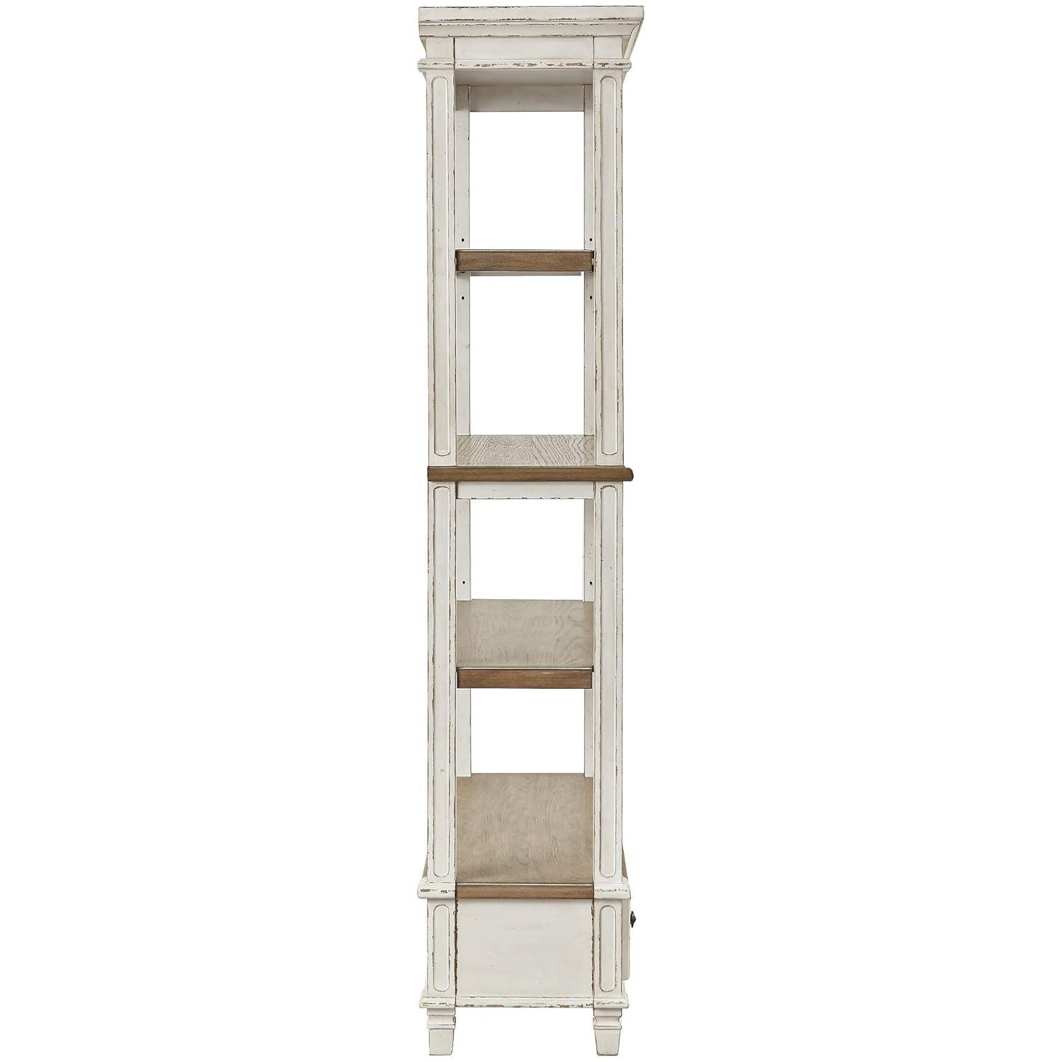 75" Realyn Bookshelf - Signature Design by Ashley: Cottage Style, Antiqued Two-Tone Finish, Open Shelves