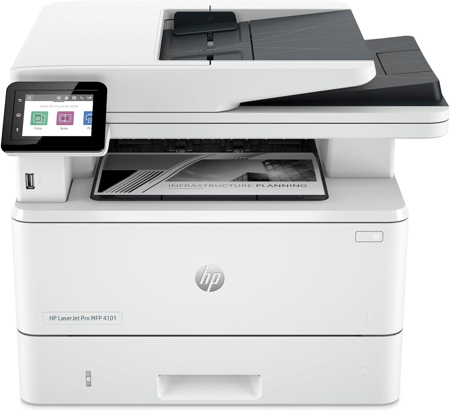 HP Inc. LaserJet Pro MFP 4101fdw Laser Printer, Black And White Mobile Print, Copy,