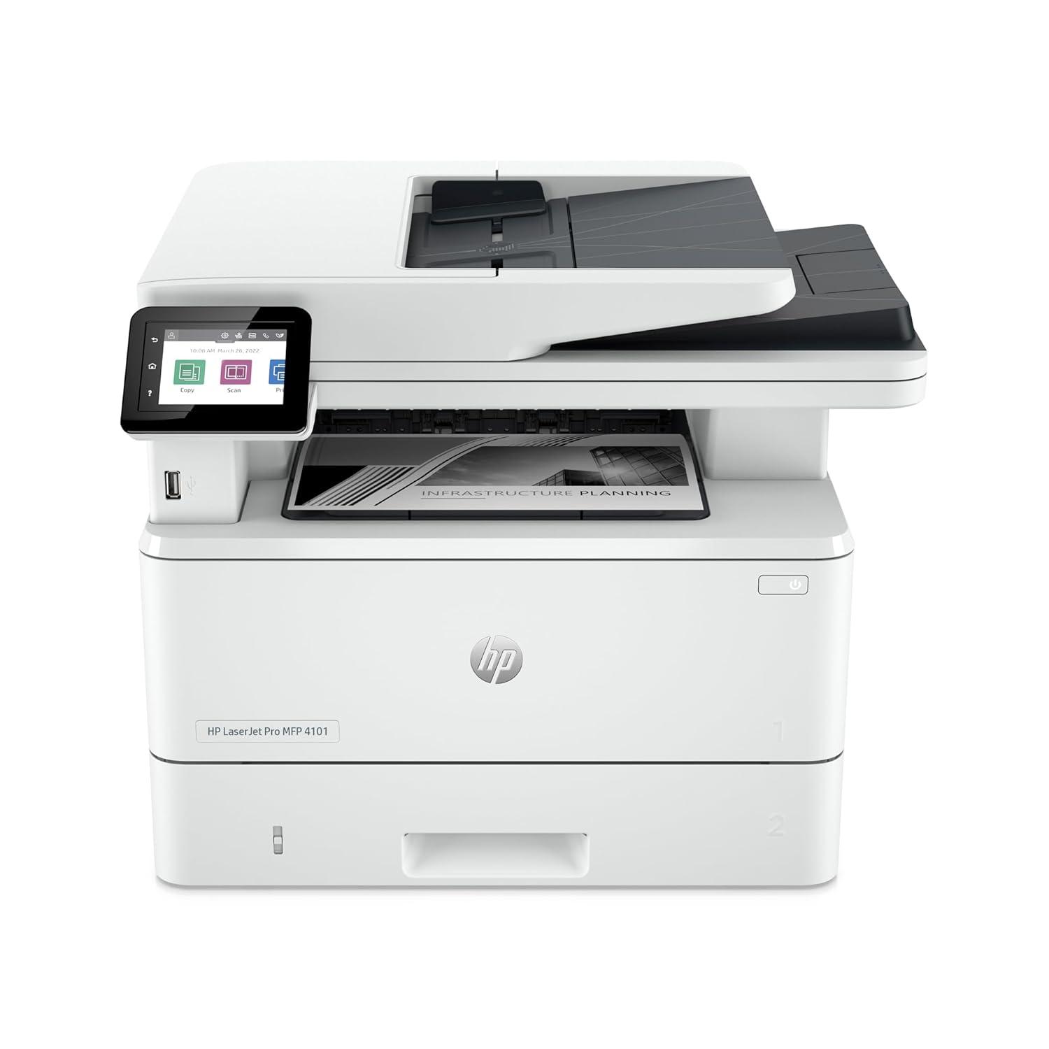 HP Inc. LaserJet Pro MFP 4101fdw Laser Printer, Black And White Mobile Print, Copy,