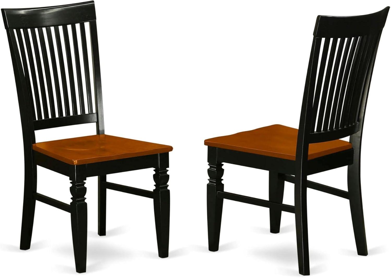 East West Furniture Weston 10" Wood Dining Chairs in Black/Cherry (Set of 2)