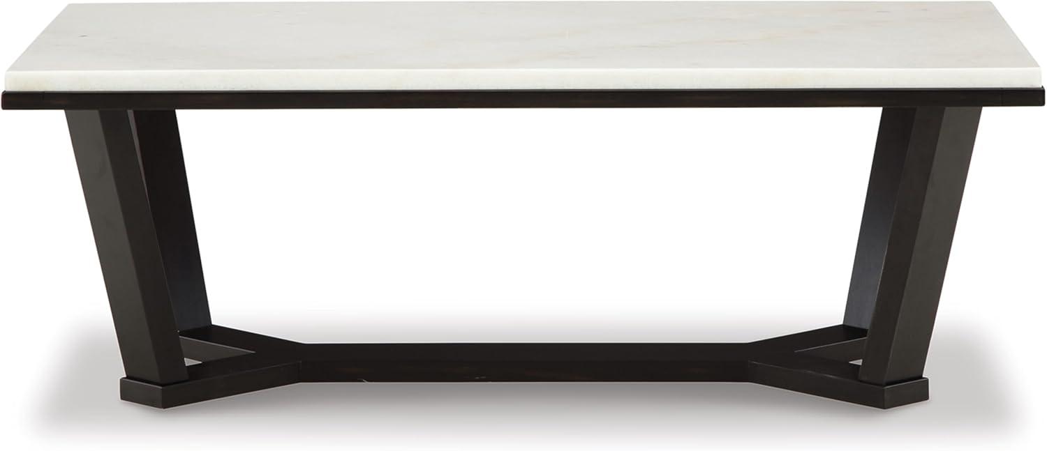 Signature Design by Ashley Fostead Contemporary Rectangular Coffee Table with Marble Top, Dark Brown