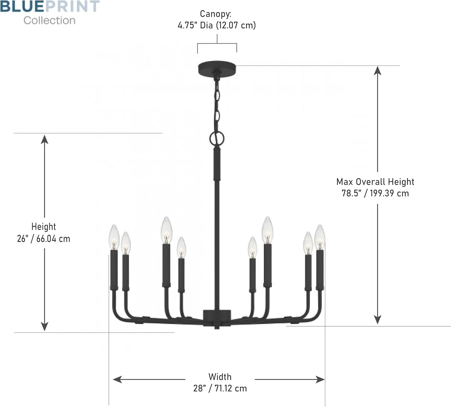 Quoizel Lighting Abner 8 - Light Chandelier in  Matte Black