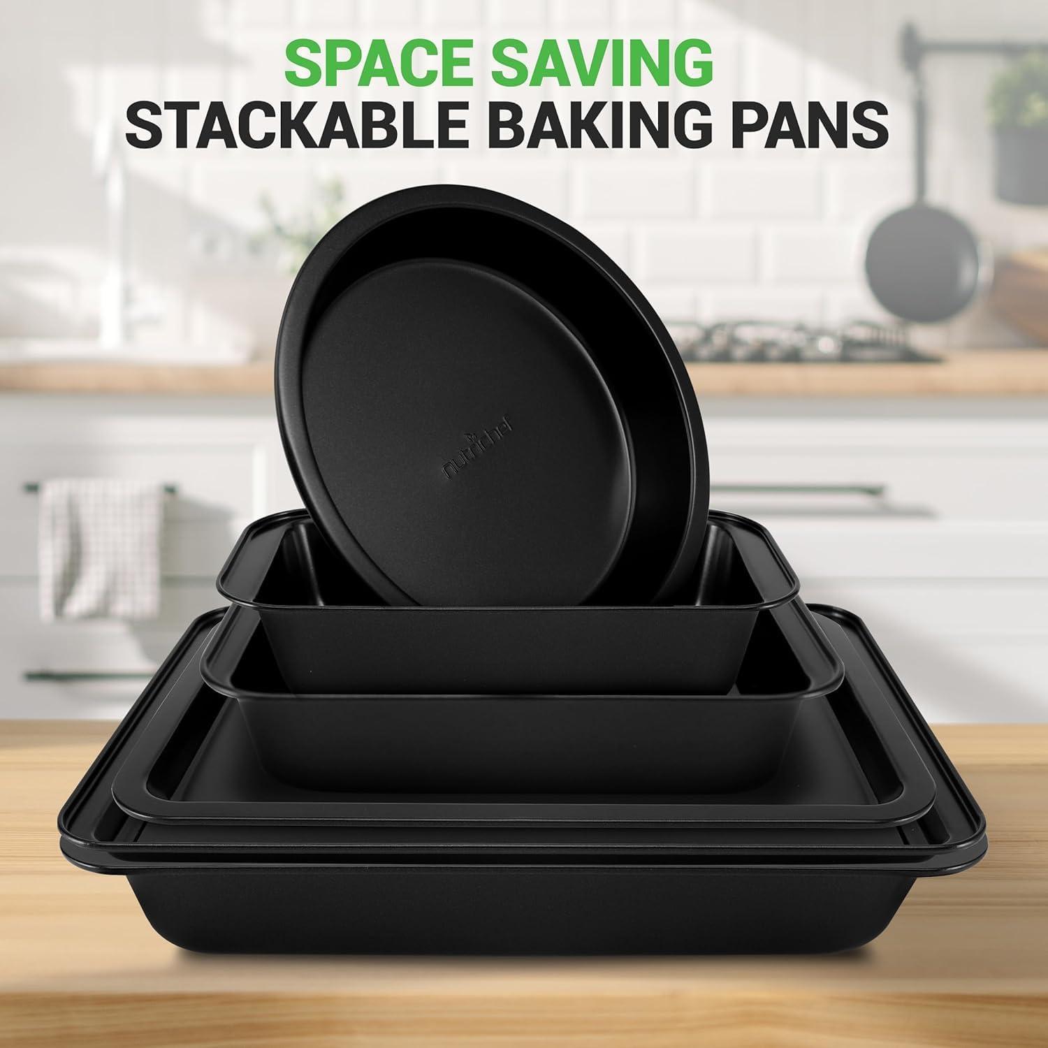 NutriChef Black Nonstick Carbon Steel 10 Piece Bakeware Set