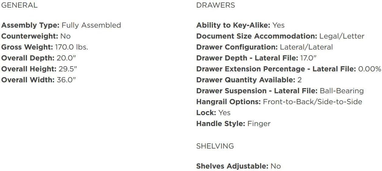 10500 Series 2-Drawer Lateral Filing Cabinet