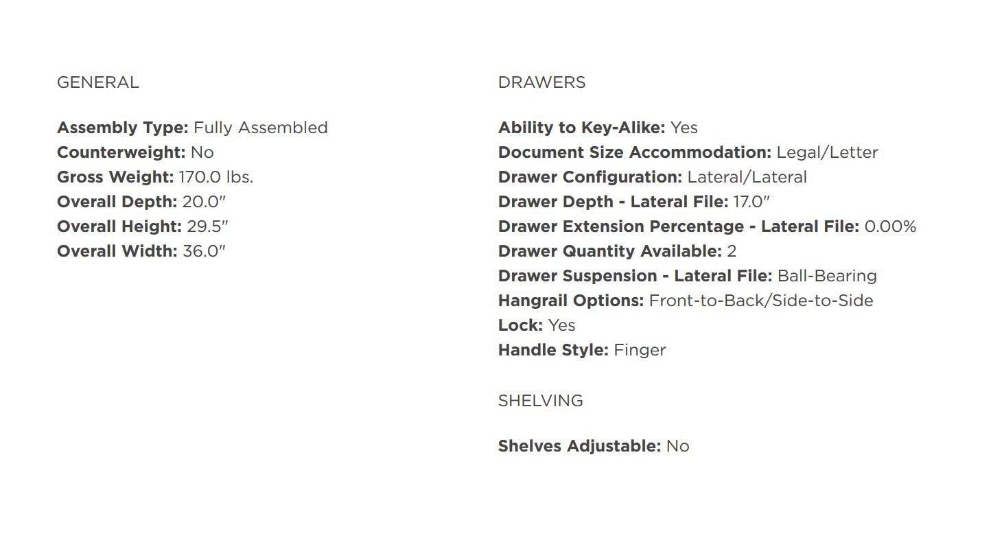 10500 Series 2-Drawer Lateral Filing Cabinet