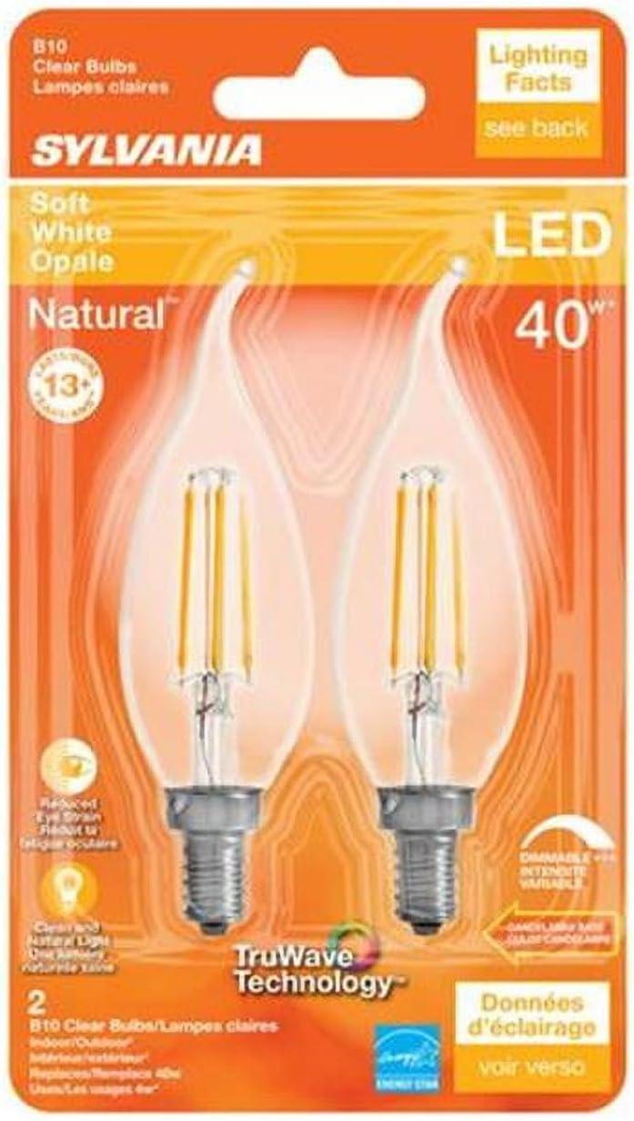 Sylvania Truwave B10 E12 (Candelabra) Clear LED Bulb Soft White 60 Watt Equivalence 2 pk