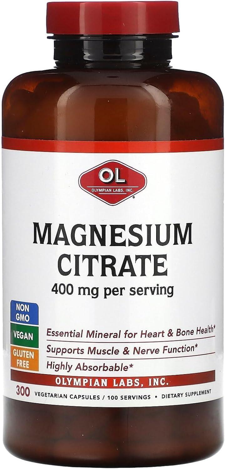 Olympian Labs Magnesium Citrate, 300 Vegetarian Capsules (133 mg per Capsule)