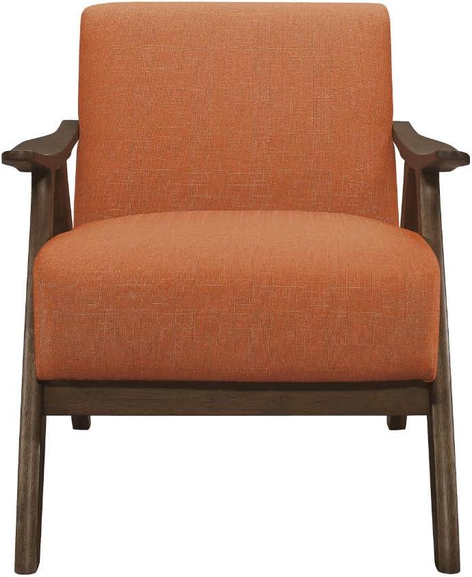 Lexicon Damala Collection Retro Inspired Wood Frame Accent Chair Seat, Orange
