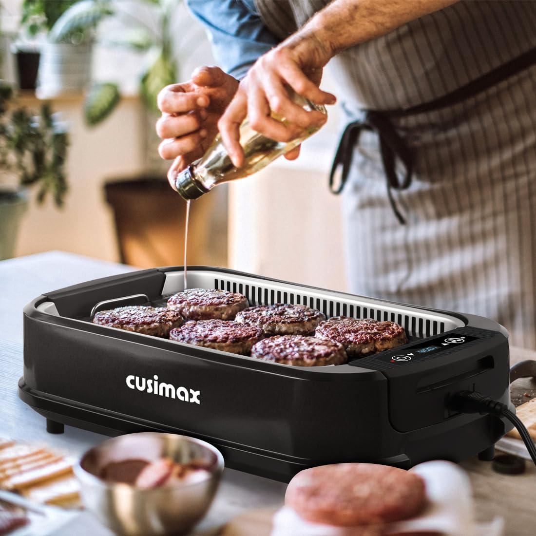 Cusimax Electric Portable Indoor Smokeless Grill, Double Plates (Black)