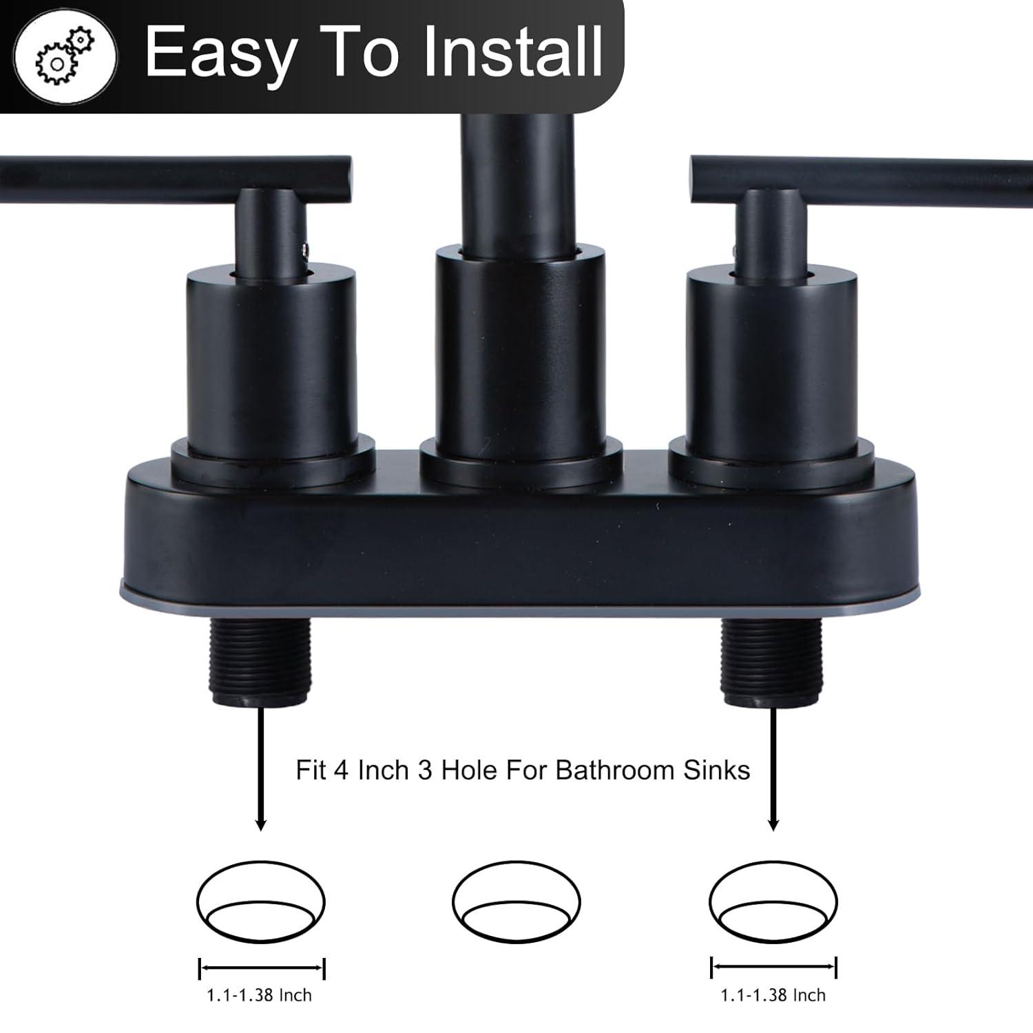 Brushed Nickel Bathroom Faucet, 2-Handle Lead-Free 360° Swivel High-Arc Spout 4 Inch Centerset Bath Lavatory Vanity Sink Faucets Set for Sinks with Drain & Water Hoses, VABM80008L