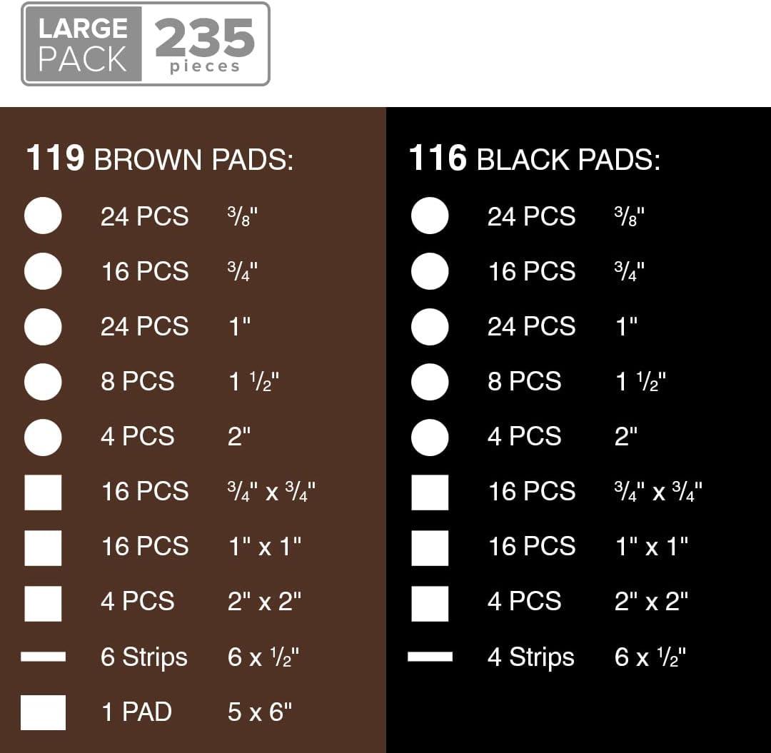 235-Piece Brown and Black Felt Furniture Pads Set