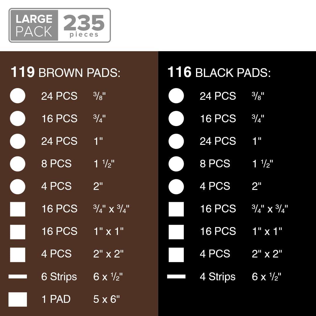 235-Piece Brown and Black Felt Furniture Pads Set