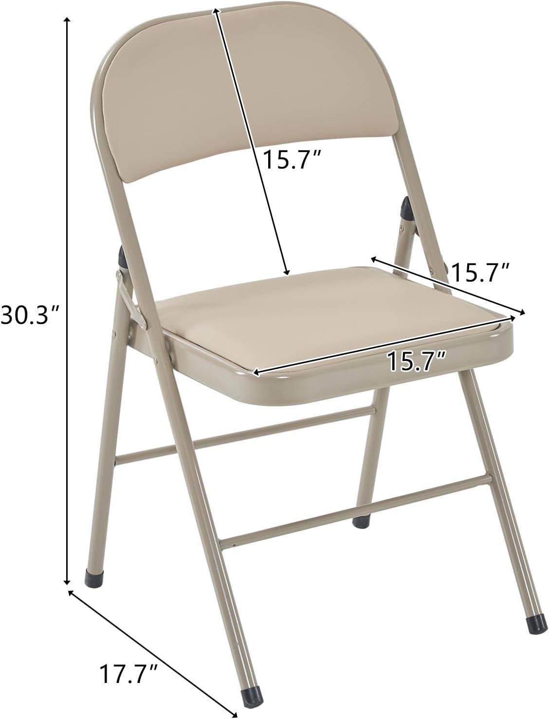 UBesGoo 6 Pack Folding Chairs Cushioned Padded Seat Wedding Chairs with Metal Frame Home Office Party Use Light Brown