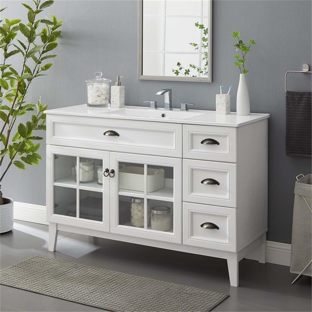 Modway Isle 48" Modern Wood Single Sink Bathroom Vanity Cabinet in White