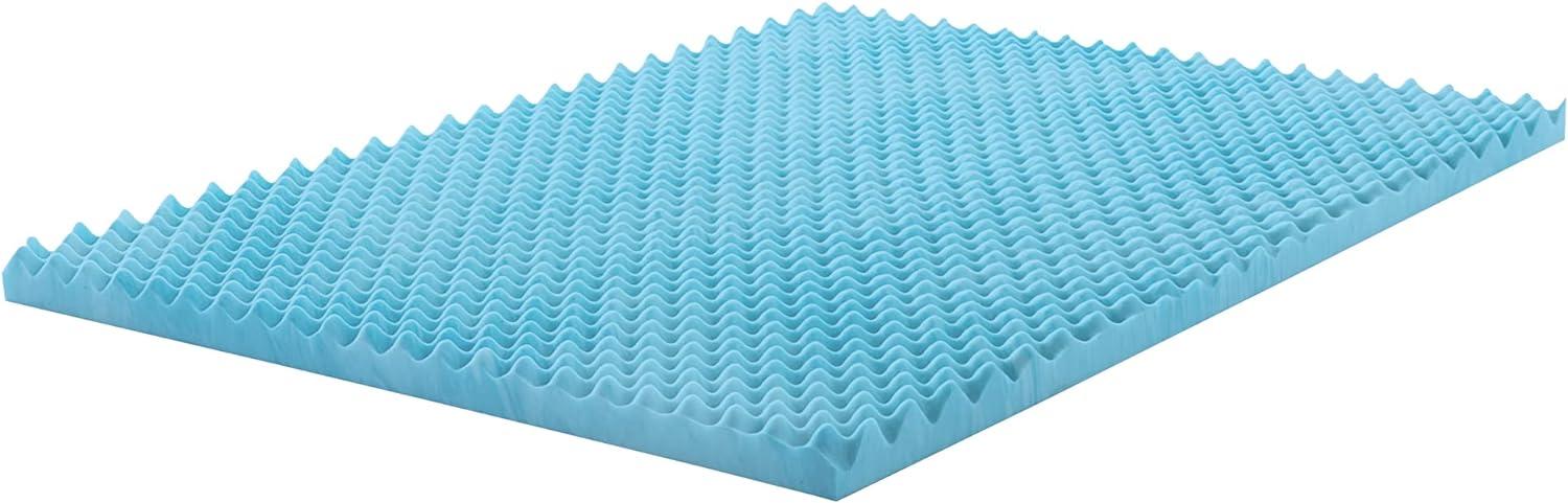 Twin Blue Gel Memory Foam Eggcrate Mattress Topper