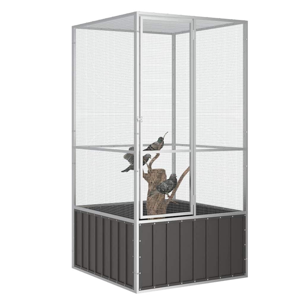 vidaXL Bird Cage Anthracite 43.7 in.x42.1 in.x83.3 in. Galvanized Steel