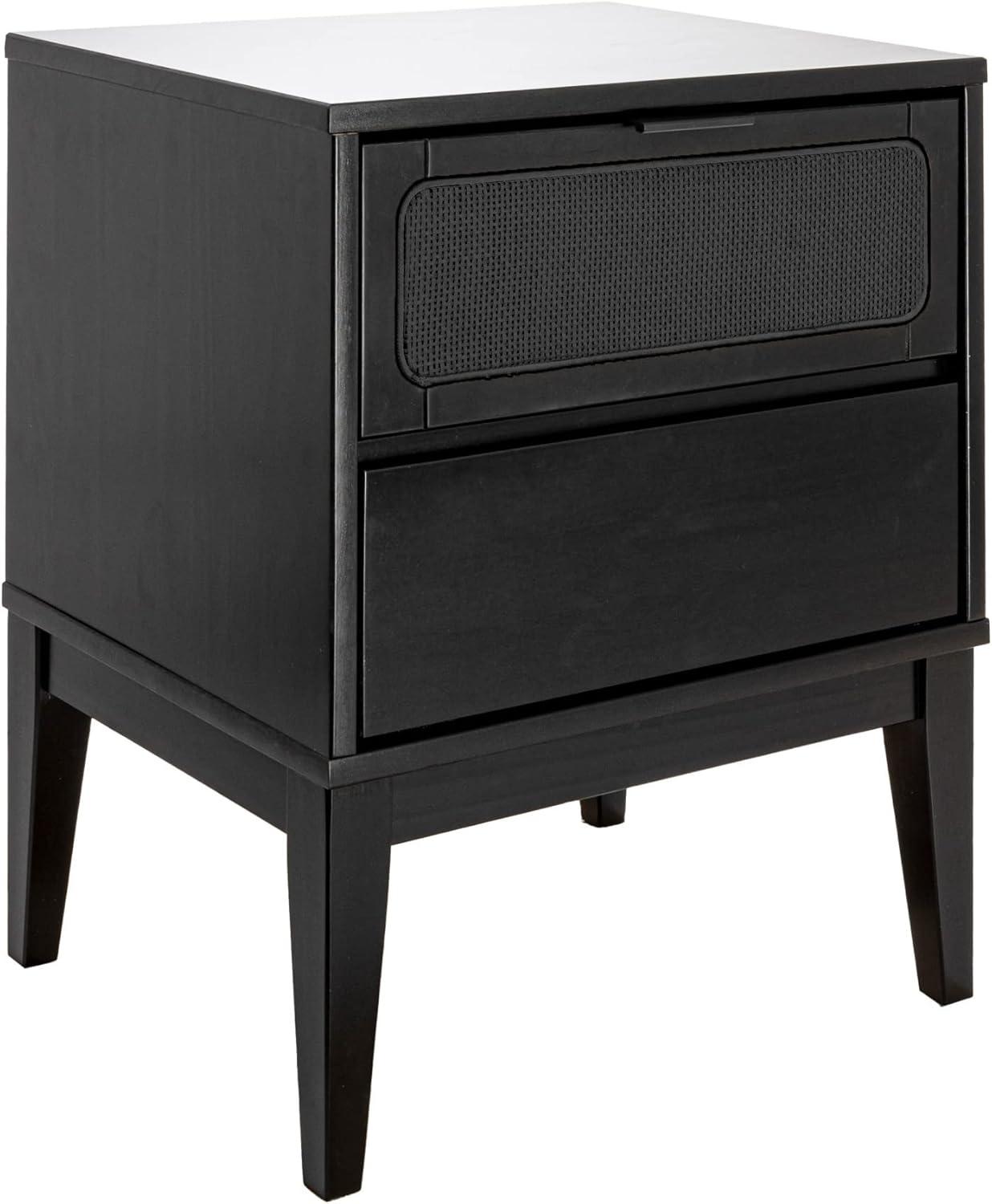 Storied Home Crawford Nightstand: Modern Bohemian Style, Solid Wood, Square Shape, 24" High