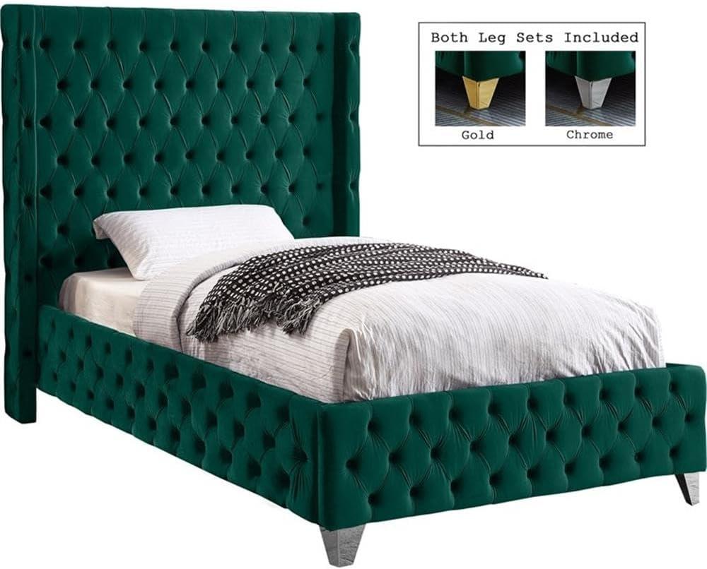 Meridian Furniture Savan Green Velvet King Bed