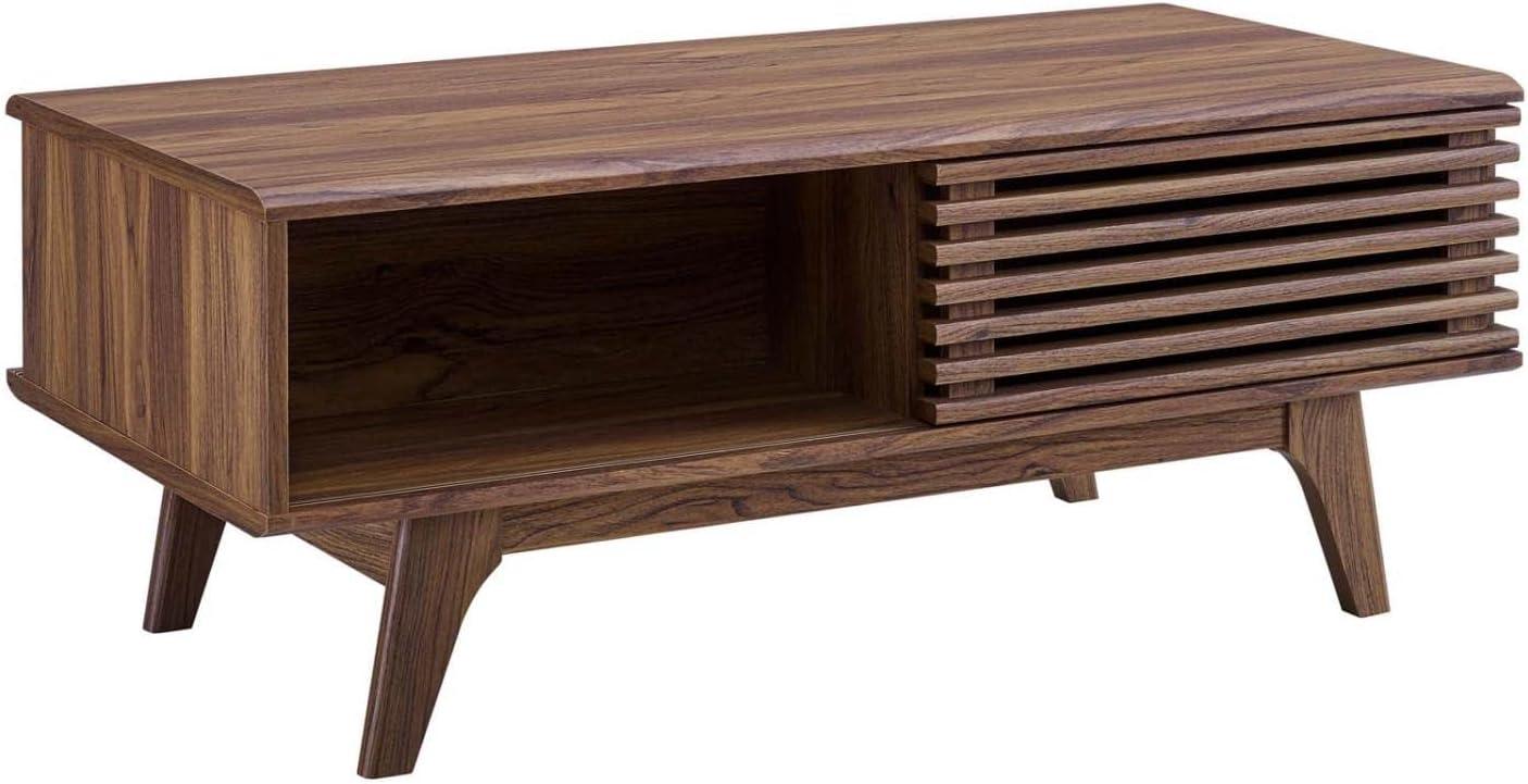 Modway Render Mid-Century Modern Coffee Table in Walnut, 43 in x 21.5 in x 17