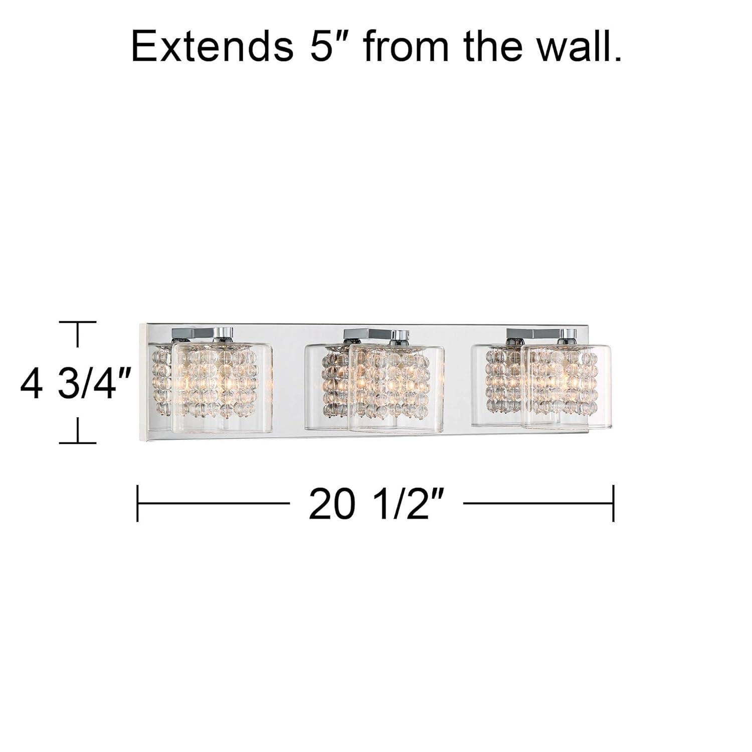 Possini Euro Design Coco Modern Wall Light Chrome Hardwire 20 1/2" 3-Light Fixture Clear Glass Crystal for Bedroom Bathroom Vanity Reading Living Room
