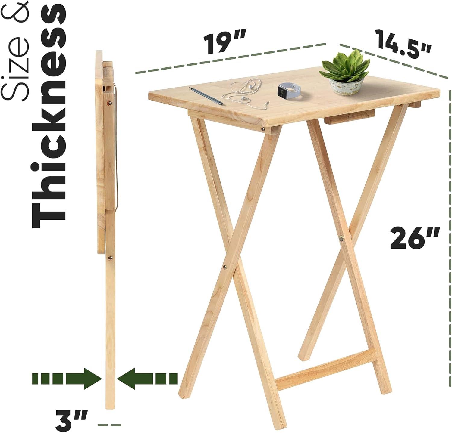 PJ Wood 19.09'' Solid Wood Rectangular Portable Folding Table (Set of 2)