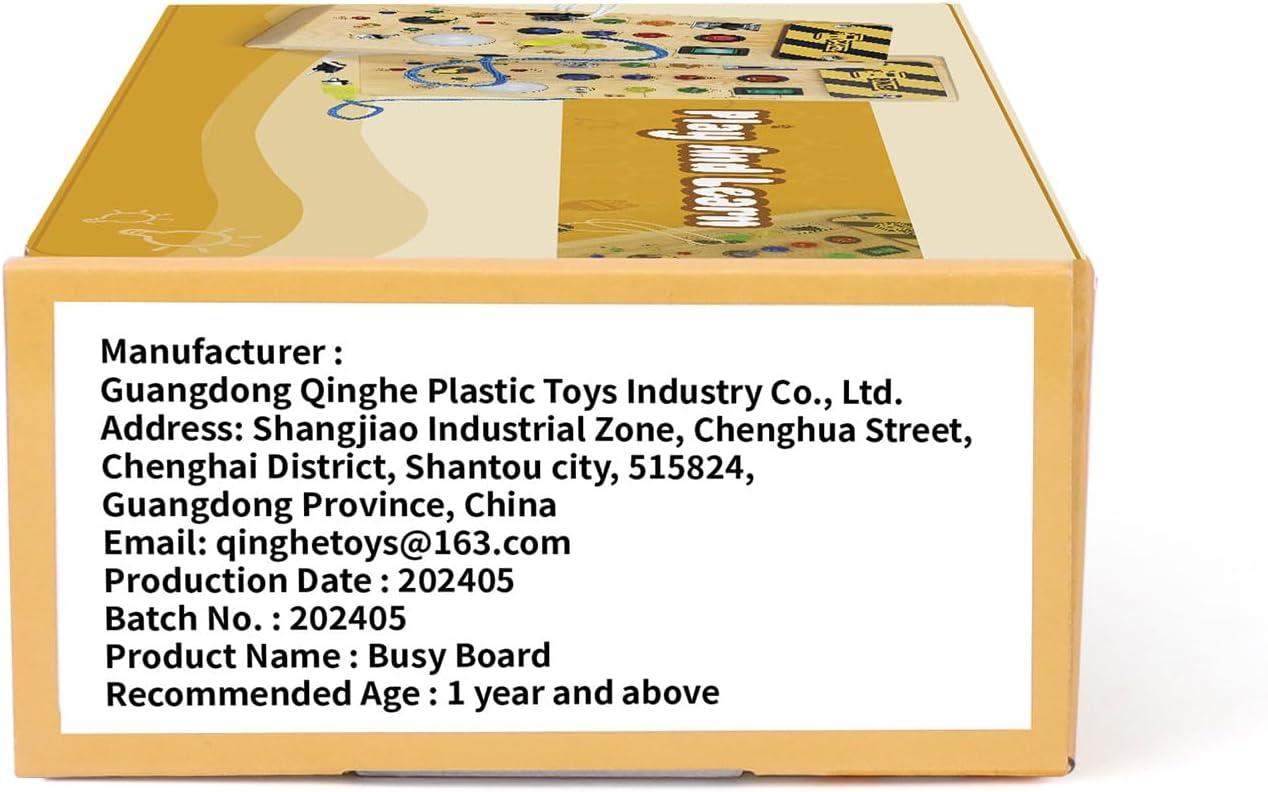 Montessori Wooden Busy Board with 8 LED Light switches, Sensory Toys Light Switch Travel Toys for 1+ Year Old Baby and Toddler