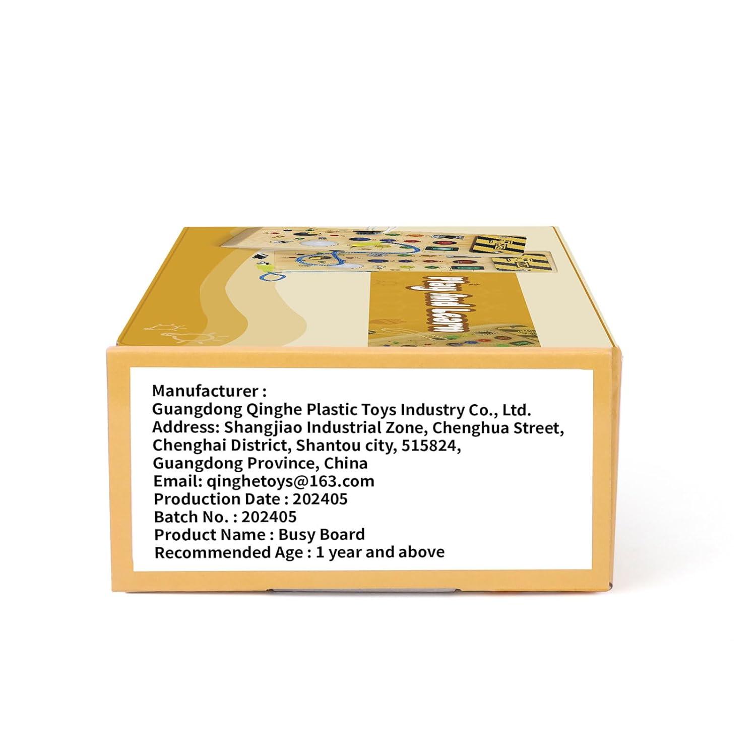 Montessori Wooden Busy Board with 8 LED Light switches, Sensory Toys Light Switch Travel Toys for 1+ Year Old Baby and Toddler