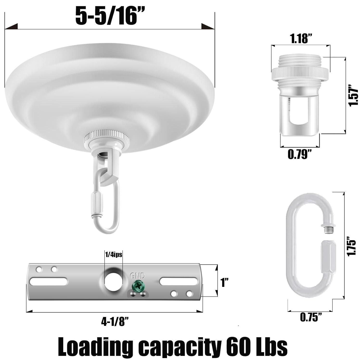 5-5/16 Inches Light Canopy Kit with Heavy Duty, Replacement Cover Plate with Mounting Hardware for Chandelier, Pendant Light, Swag Light, Ceiling Fan, Flower Basket or DIY Projects (Chrome)