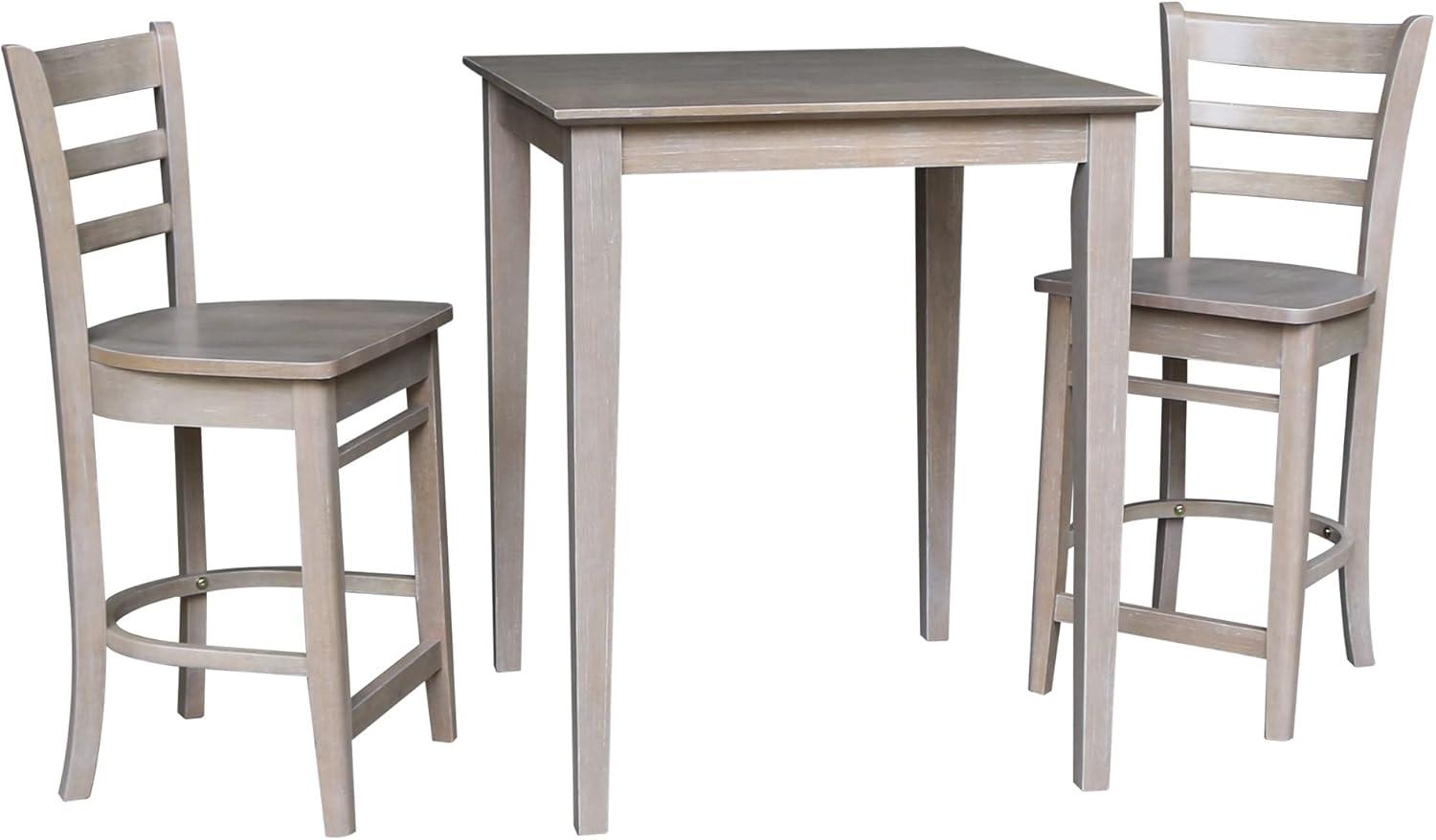 International Concepts 30 inches x 30 inches Counter Height Table with 2 Emily Counter Height Stools - 3 Piece Set