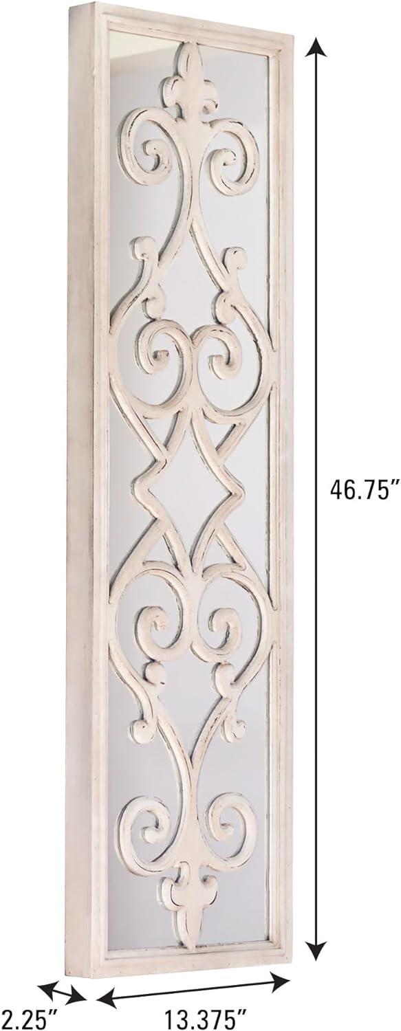 household essentials large framed decorative scroll wall mirror, white