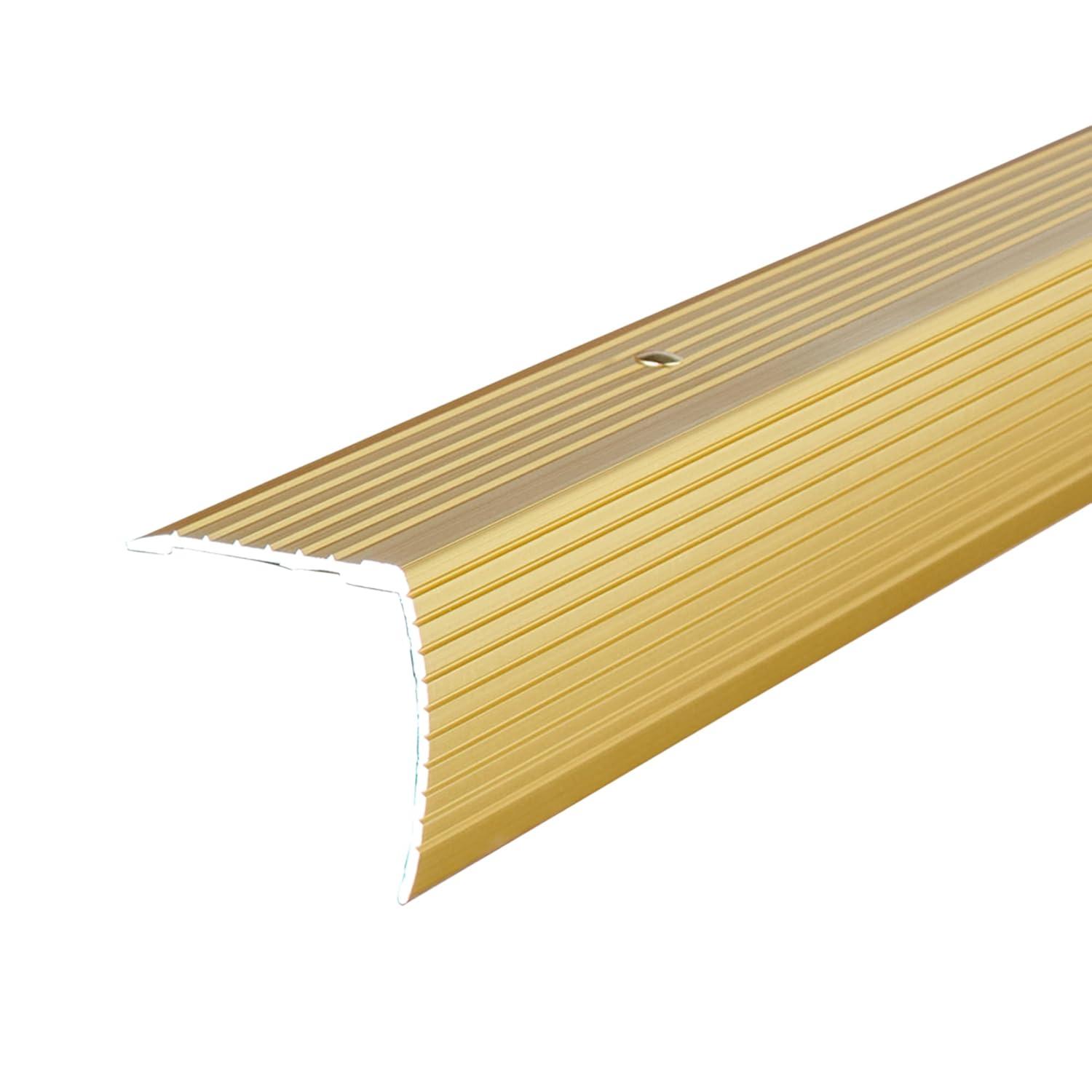 M-D Building Products 79103 1-1/8 In. X 1-1/8 In. X 72 In. Satin Brass Aluminum Stair Edging w/ Screw Nails