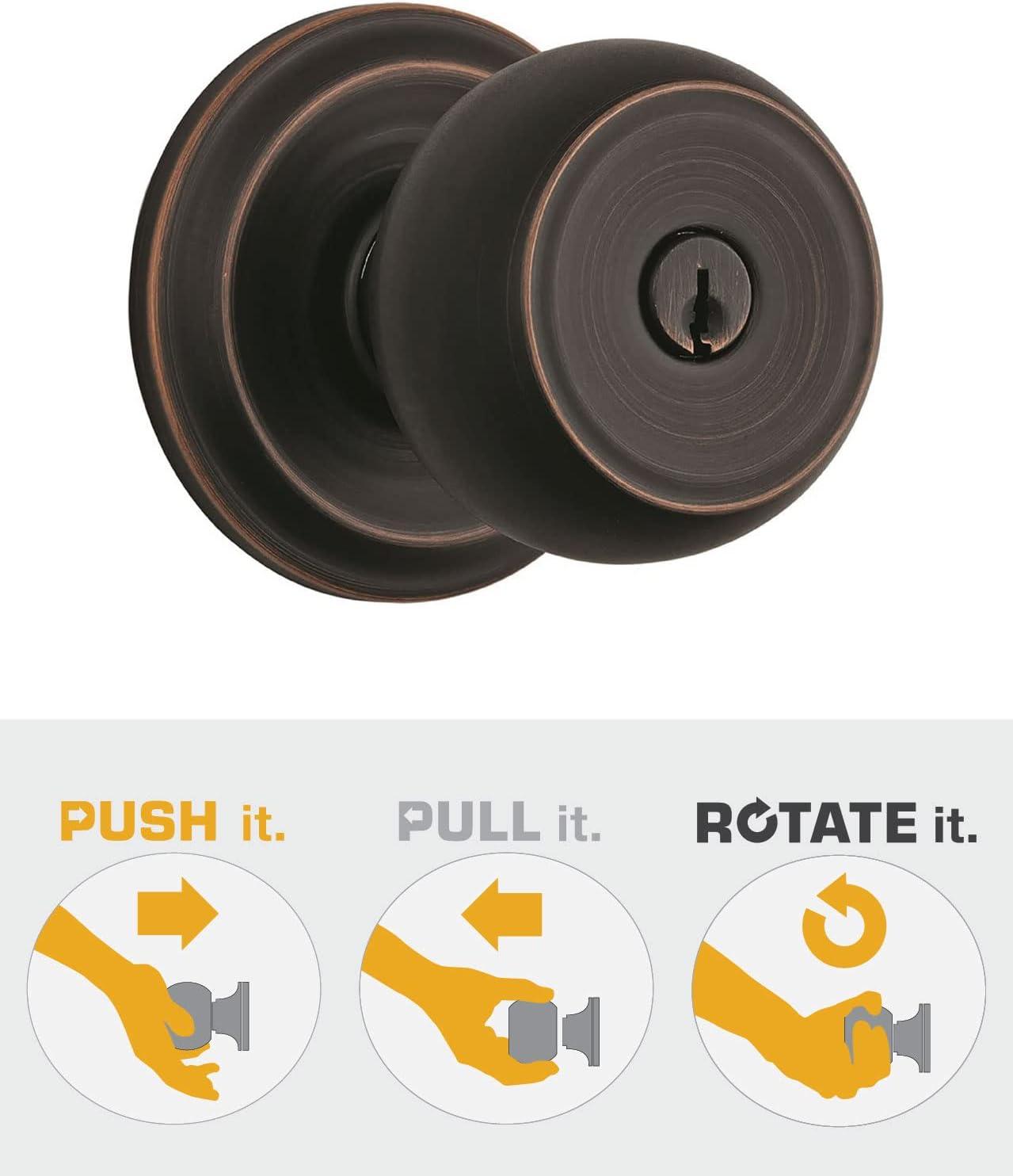 Brinks Push Pull Rotate Stafford Keyed Entry Doorknob in Tuscan Bronze