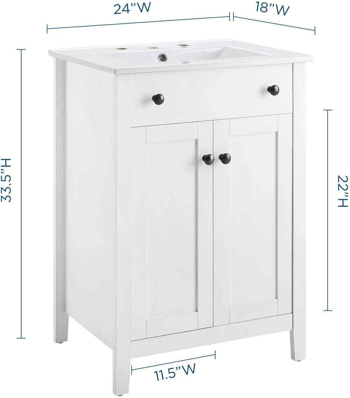 Nantucket 24" Sleek White Bathroom Vanity with Soft-Close Doors